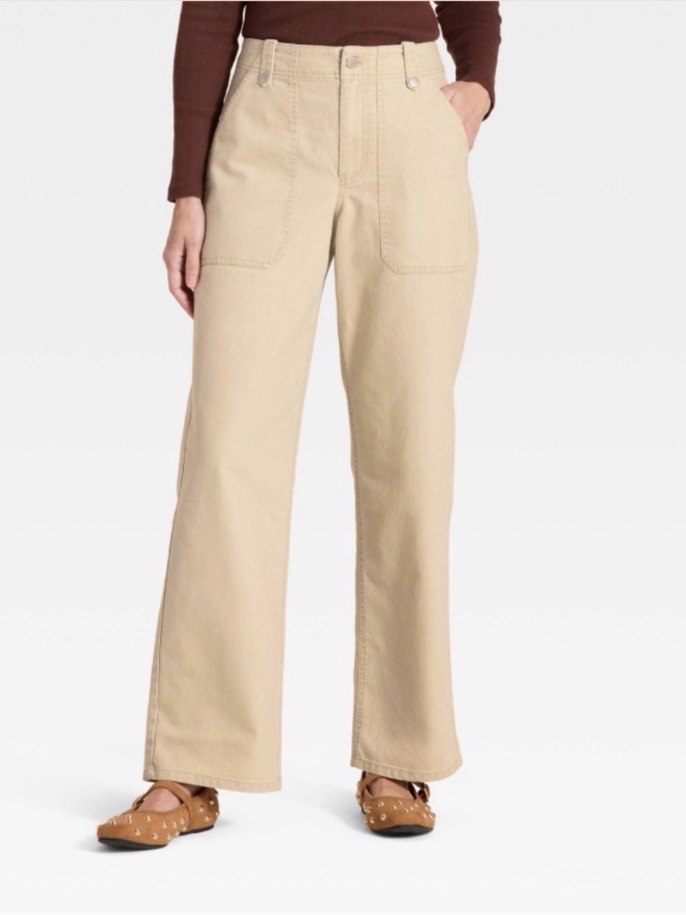 P120 NWT Universal Thread Women's Mid-Rise Straight Leg Cargo Pants - Size: 8